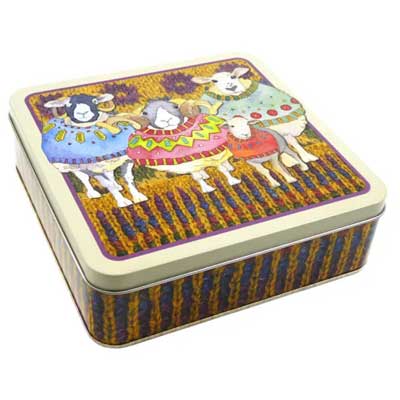 Sheep In Sweaters Square Tin T165