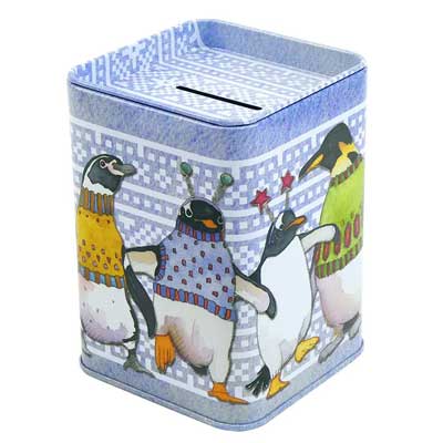 Penguins In Pullovers Money Tin T152