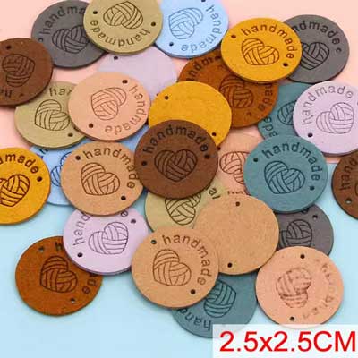 Vegan Leather Label 25mm Round